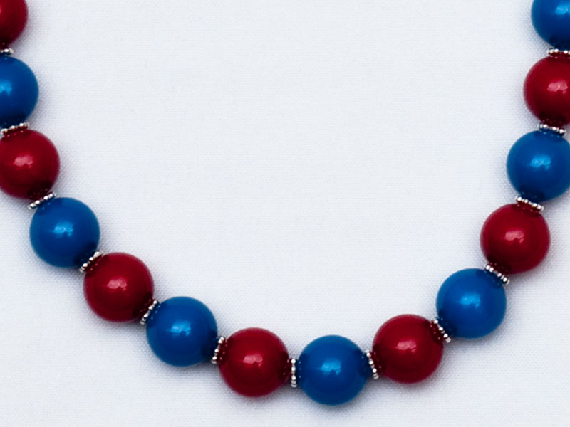 Rdeče modra ogrlica s Swarovski biseri