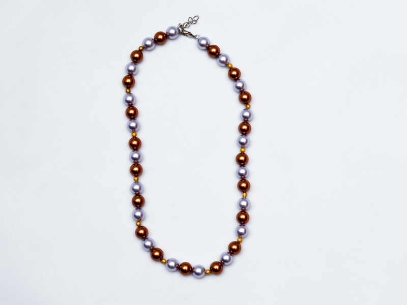 Rjavo srebrna ogrlica s Swarovski biseri - slika 2