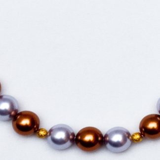 Rjavo srebrna ogrlica s Swarovski biseri