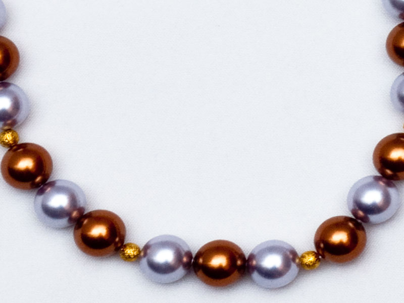Rjavo srebrna ogrlica s Swarovski biseri