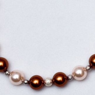 Rjavo bela ogrlica s Swarovski biseri