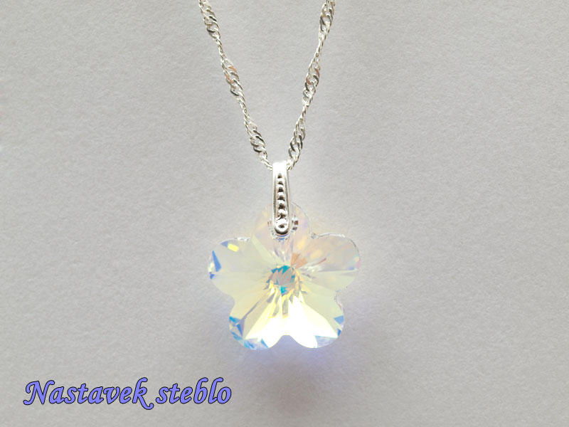 Ogrlica Rožica Severni sij z nastavkom s kristalom Swarovski® - slika 2
