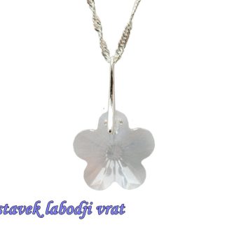 Ogrlica bela Rožica z nastavkom s kristalom Swarovski®