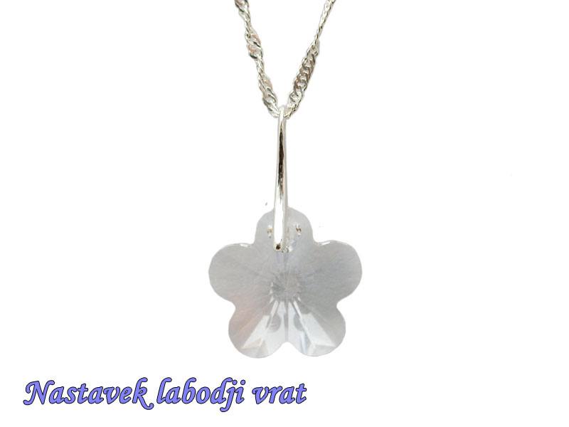 Ogrlica bela Rožica z nastavkom s kristalom Swarovski®