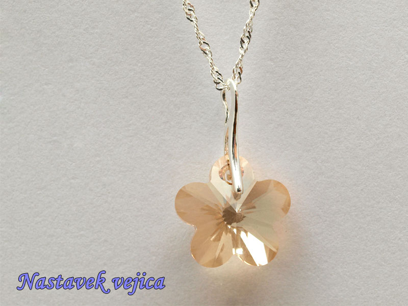 Ogrlica oranžno zlata Rožica z nastavkom s kristalom Swarovski®