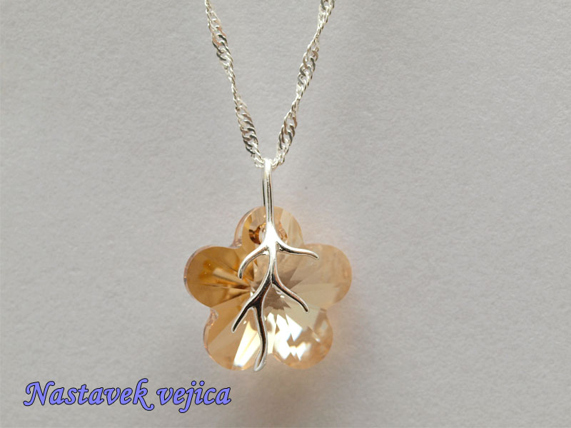 Ogrlica oranžno zlata Rožica z nastavkom s kristalom Swarovski® - slika 3