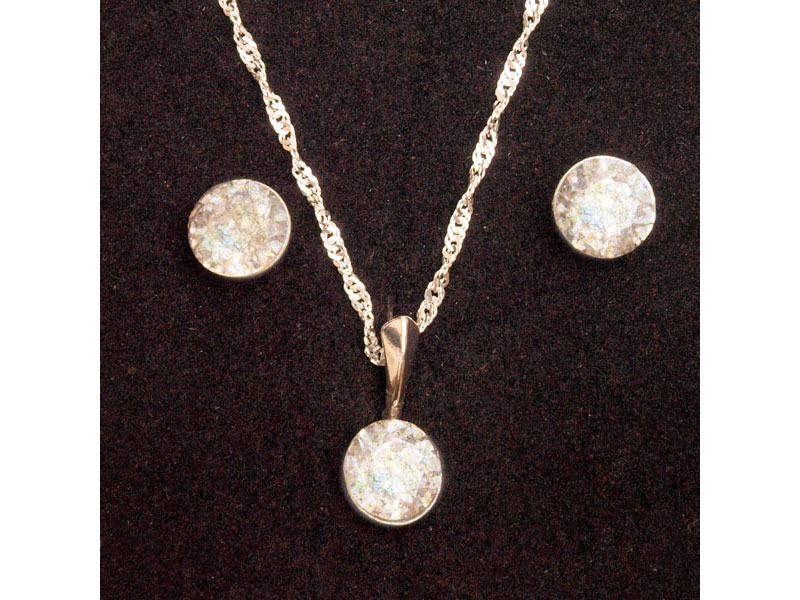 Set ogrlica in klasični uhani z Rivoli kristali Swarovski® - Bela patina