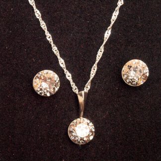 Set ogrlica in klasični uhani z Rivoli kristali Swarovski® - Roza patina