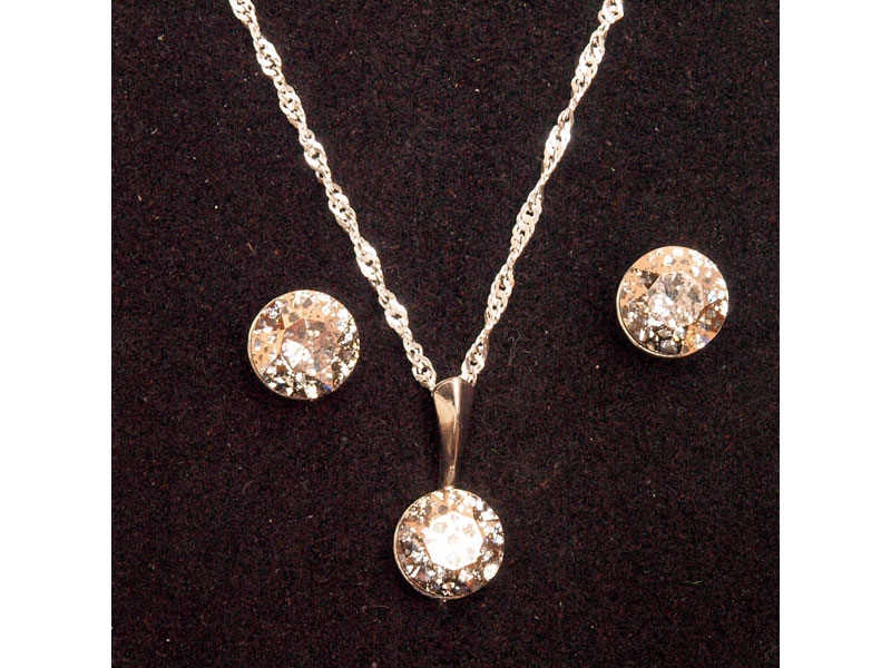 Set ogrlica in klasični uhani z Rivoli kristali Swarovski® - Roza patina