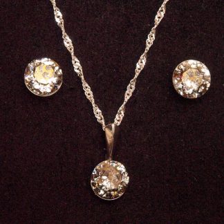 Set ogrlica in klasični uhani z Rivoli kristali Swarovski® - Srebrna patina