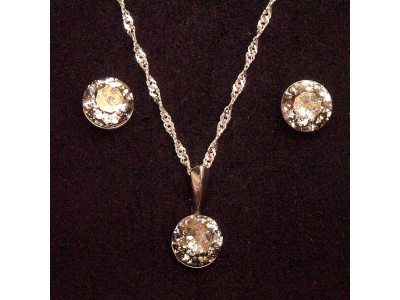Set ogrlica in klasični uhani z Rivoli kristali Swarovski® - Srebrna patina