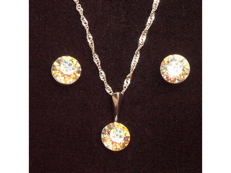 Set ogrlica in klasični uhani z Rivoli kristali Swarovski® - Zlata patina
