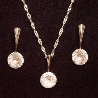 Set ogrlica in kratki viseči uhani z Rivoli kristali Swarovski® - Bela