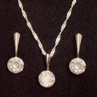Set ogrlica in kratki viseči uhani z Rivoli kristali Swarovski® - Bela patina