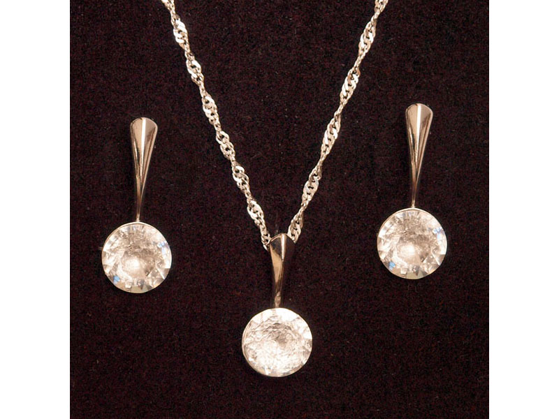 Set ogrlica in kratki viseči uhani z Rivoli kristali Swarovski® - Bela