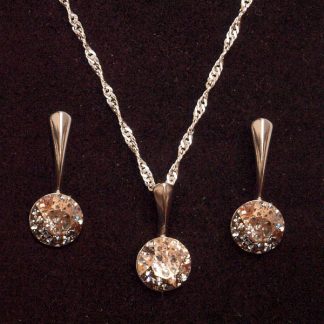 Set ogrlica in kratki viseči uhani z Rivoli kristali Swarovski® - Roza patina