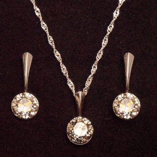 Set ogrlica in kratki viseči uhani z Rivoli kristali Swarovski® - Srebrna patina