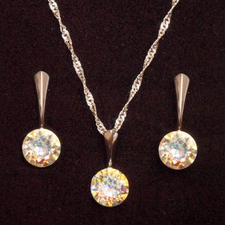 Set ogrlica in kratki viseči uhani z Rivoli kristali Swarovski® - Zlata patina