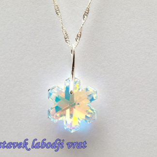 Ogrlica Snežinka Severni sij z nastavkom s kristalom Swarovski®