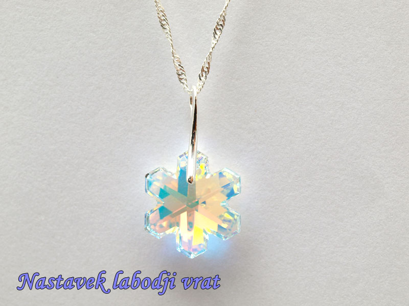 Ogrlica Snežinka Severni sij z nastavkom s kristalom Swarovski®