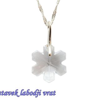 Ogrlica bela Snežinka z nastavkom s kristalom Swarovski®