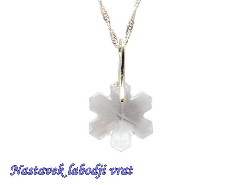 Ogrlica bela Snežinka z nastavkom s kristalom Swarovski®