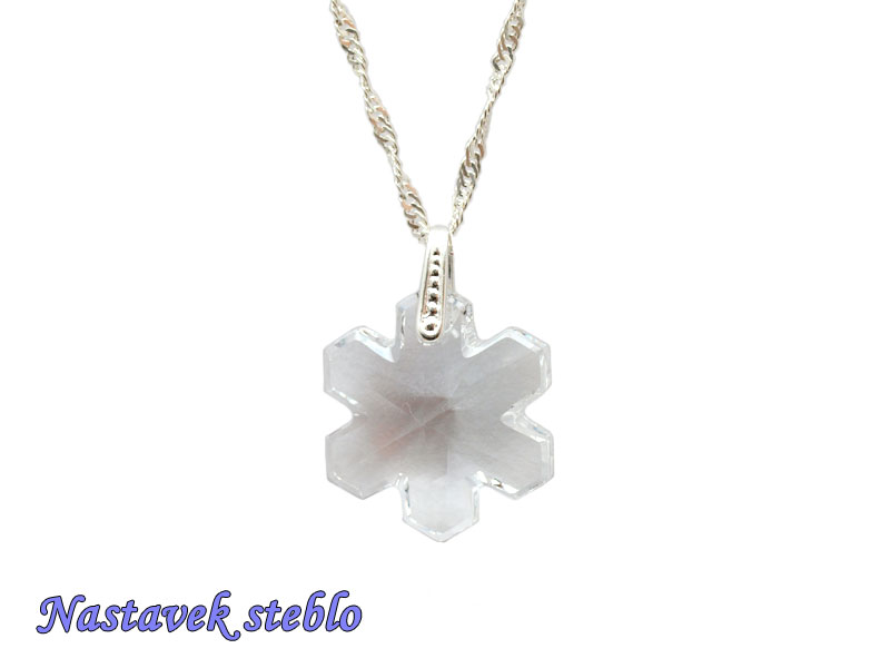 Ogrlica bela Snežinka z nastavkom s kristalom Swarovski® - slika 2