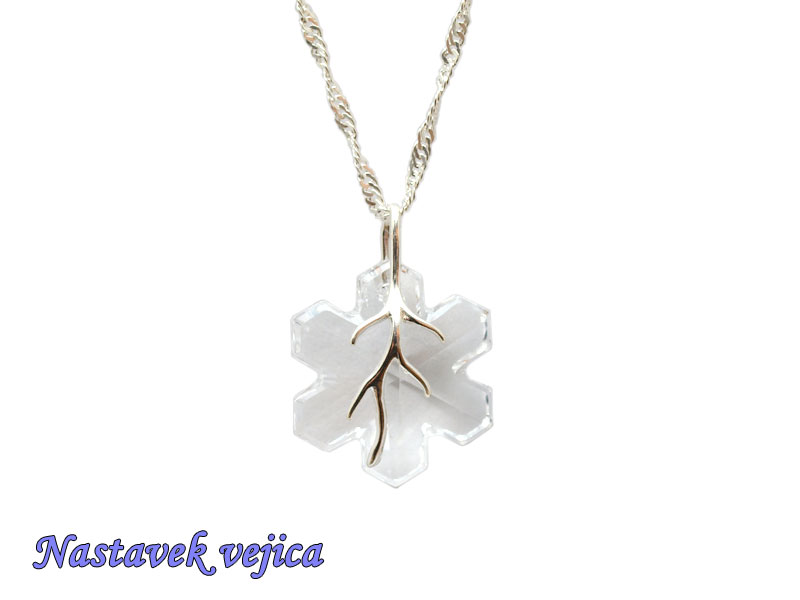 Ogrlica bela Snežinka z nastavkom s kristalom Swarovski® - slika 3