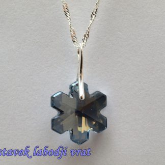 Ogrlica modro siva Snežinka z nastavkom s kristalom Swarovski®