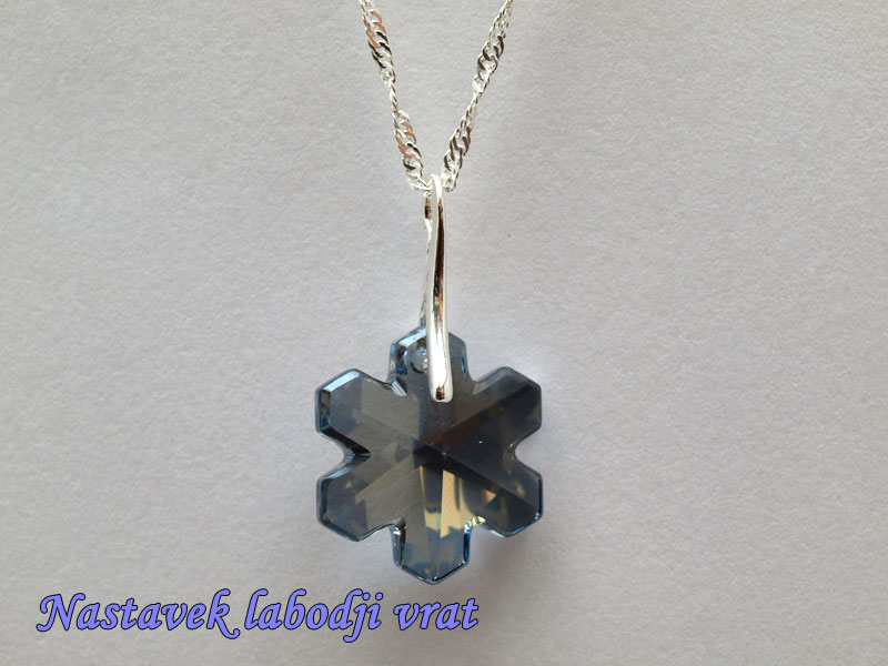 Ogrlica modro siva Snežinka z nastavkom s kristalom Swarovski®