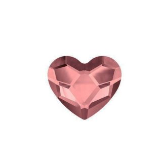 Antično roza - kristal Swarovski® srce z ravnim hrbtom
