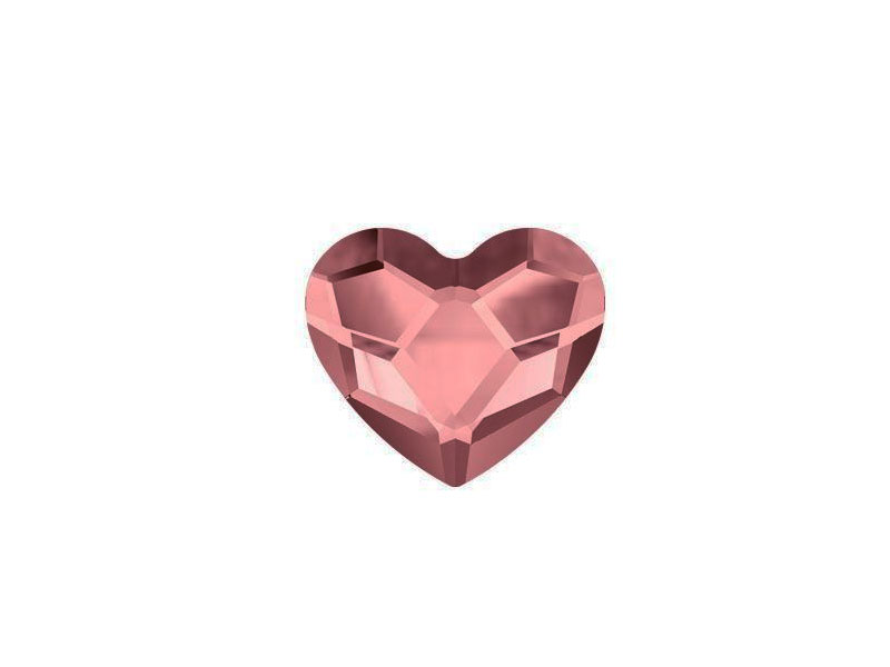 Antično roza - kristal Swarovski® srce z ravnim hrbtom