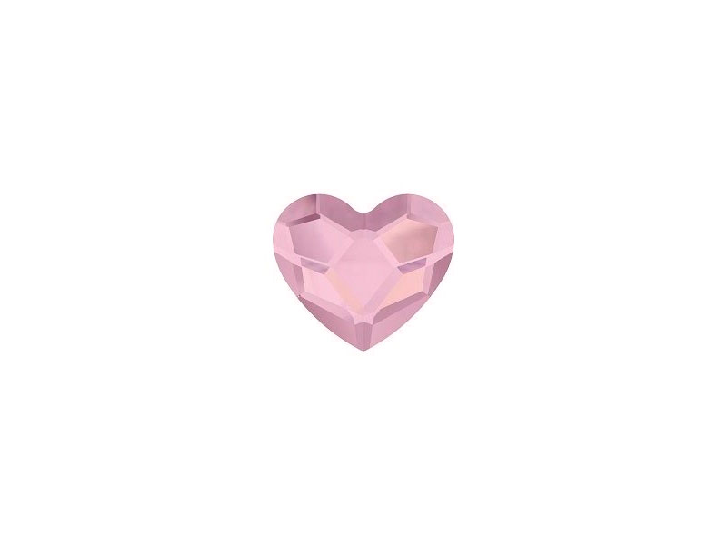 Nežno rožnata - kristal Swarovski® srce z ravnim hrbtom