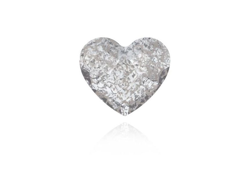 Srebrna patina - kristal Swarovski® srce z ravnim hrbtom