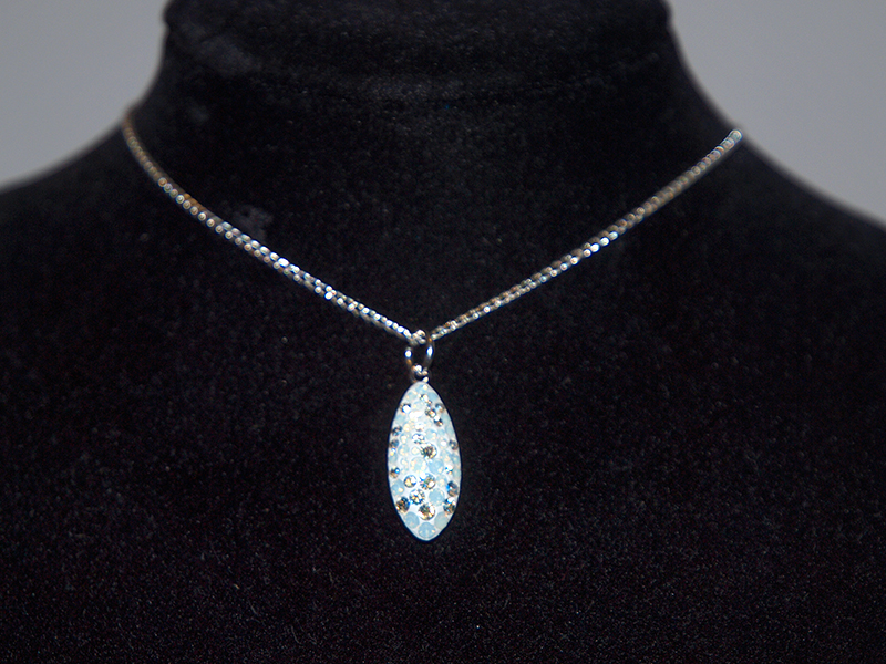 Ogrlica Pave Petal bela s Swarovski® kristali - slika 2