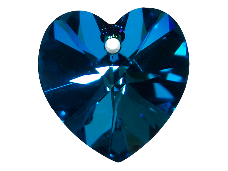 Bermudsko modra - kristal Swarovski® srce za uhane