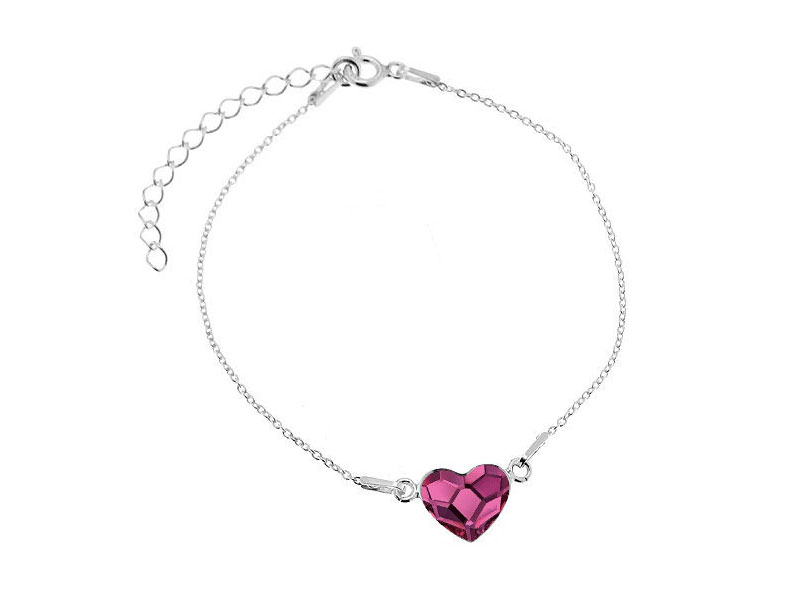 Ogrlica srček kristal Swarovski® - Ciklama
