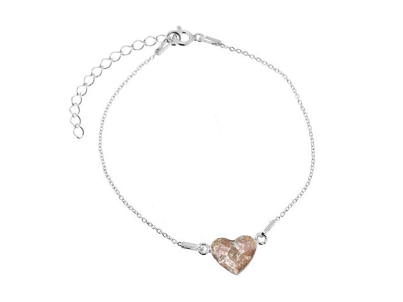 Roza patina zapestnica Kristalno srce kristal Swarovski®